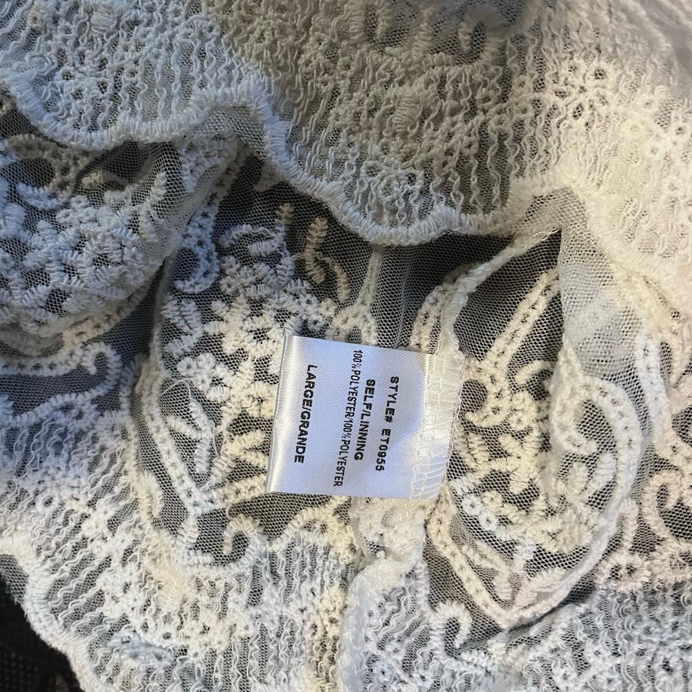 E2 Clothing Womens Large White Sheer Lace Tank Top Sleeveless Boho Overlay NWT - Picture 7 of 8